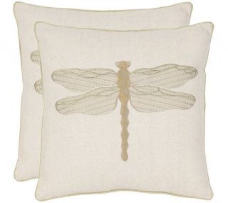Safavieh Set of 2 18x18 Azure Dragonfly Applique Pillows —