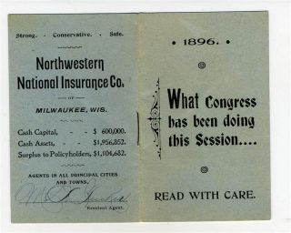 1896 What Congress Has BEEN Doing This Session Northwestern National