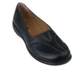 Clarks Esther Tumbled Leather TopstitchDesign Slip on Shoes — 