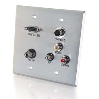  Composite Video + Stereo Audio + S Video Wall Plate   Brushed Aluminum