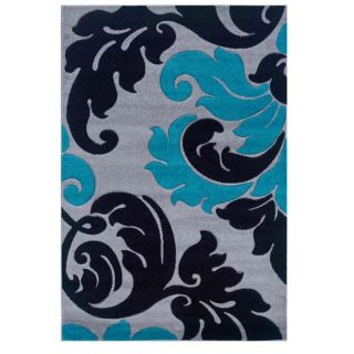 Corfu Collection Area Rug Grey/Turquoise 5x7.6, from Brookstone