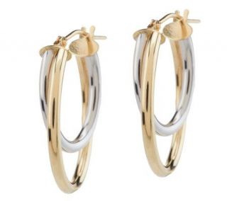 EternaGold Two tone Double Oval Hoop Earrings 14K Gold —