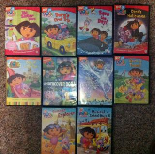 Dora the Explorer 10 DVDs + World Adventure Computer Game LOT