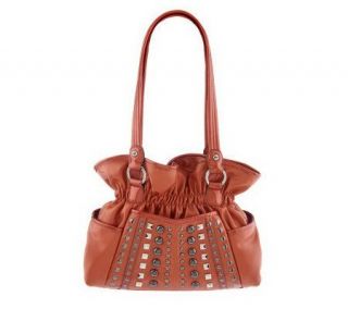 KathyVanZeeland Nappa Belted Pocket Shopper w/Jewel and Stud Accents 
