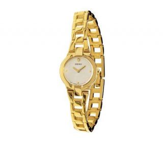 Seiko Ladies Gold Tone Watch with White Mother of Pearl Dial