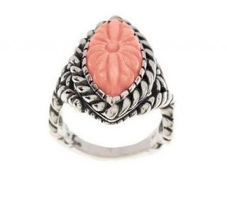 Carolyn Pollack Sterling Santa Rosa Carved Coral Ring —