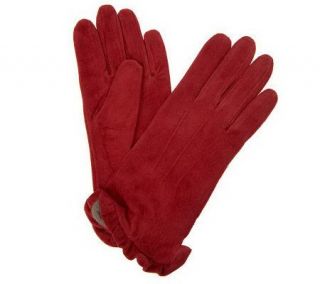 Lizden Washable Suede Gloves with Ruffle Trim —