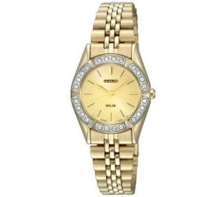 Seiko Womens Stainless Steel and Crystal Accent Solar Watch