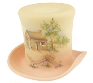 Fenton Art Glass Burmese Lincoln Top Hat Vase —