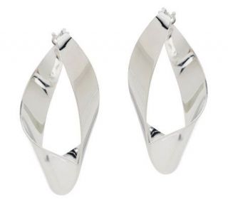 UltraFine Silver Polished Graduated Oval Hoop Earrings —