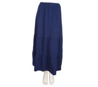 Denim & Co. Long Tiered Knit Skirt with Elastic Waist —