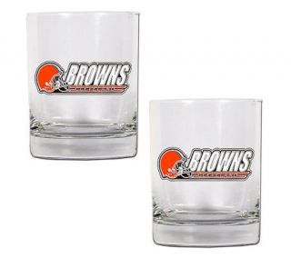 NFL Cleveland Browns Rock Glass   Set of 2 —