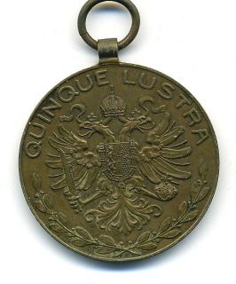 Austria Bronze Medal 1898 Constantiae Et Patriae Amore Quinque Lustra