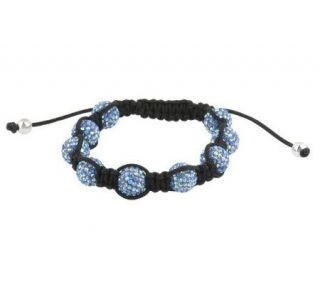 Sterling Crystal Bead Macrame Adjustable Bracelet —