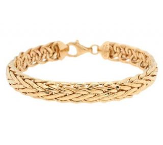 High Polished Domed Wheat Bracelet 14K Gold, 7.1g —
