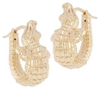 Textured Alligator Hoop Earrings 14K Gold —