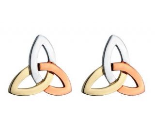 Solvar Tri Color Trinity Knot Earrings, 14K Gold   J311332