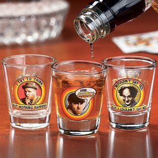 New Movie Memorabilia Three Stooges Bar Shot Glass Set