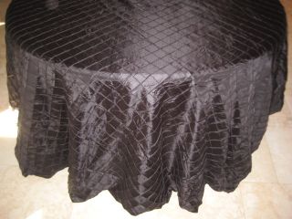 NEW BLACK PINTUCK 120 IN ROUND WEDDING CATERING TABLECLOTHS