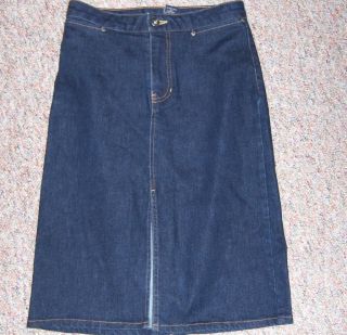  Gap 24" Long Below Knee Denim Jean Skirt with 10" Front Slit Size 1