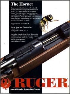  , RUGER Model 77/22 Hornet RIFLE AD Collectible Firearms Advertising