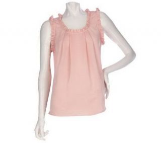 Kelly by Clinton Kelly Sleeveless Blouse with Ruffle Trim   A214728