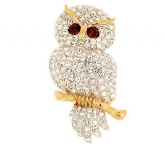Joan Rivers Crystal Snowy Owl Pin —