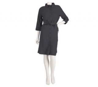 Denim & Co. 3/4 Sleeve Chambray Shirt Dress —