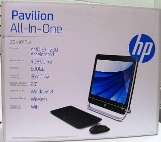Windows 8 HP Black Pavilion 20 B013W All in One Desktop PC