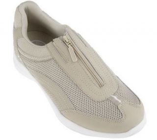 Ryka Leather Center Zip Slip on Athletic Shoes —