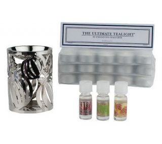 Slatkin & Co. Metal Oil Warme with 3 Oils and 30 Tealights —