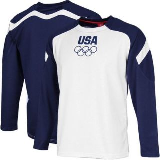  Team USA Podium Long Sleeve T Shirt White Navy Blue