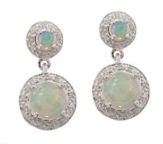 30 ct tw Ethiopian Opal and 1/5 ct tw Diamond Sterlin Dangle 