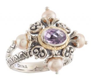 Barbara Bixby Cultured Pearl and Amethyst Ring, Sterling/18K