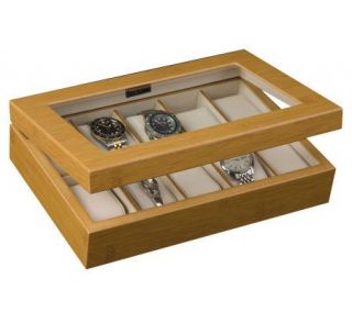 Mele & Co. Logan Glass Top Watch Box in Bamboo —