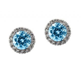 Epiphany Diamonique 100 Facet Vivid Blue HaloStud Earrings   J304543
