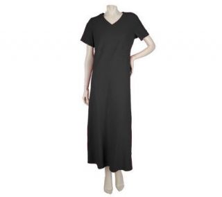 Denim & Co. Short Sleeve V Neck Empire Waist Knit Dress   A199937