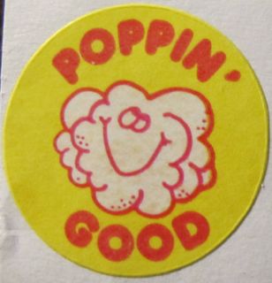 Vintage Scratch and Sniff Stickers Trend Popcorn Poppin Good Very