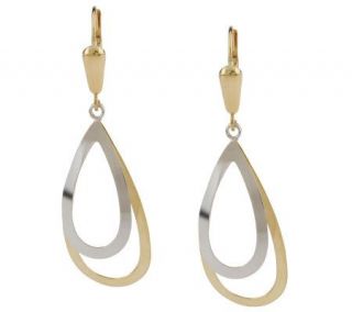 Double Teardrop Lever Back Earrings, 18K —