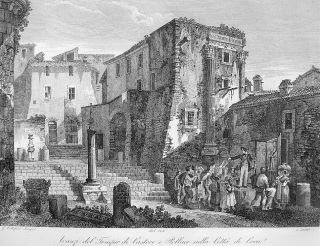 ITALY Cori Temple of Castor and Pollux Remains   1843 Folio Antique