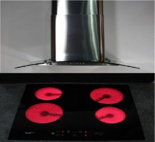 60cm Wide Electric Ceramic Cooker Hob & Extractor Hood