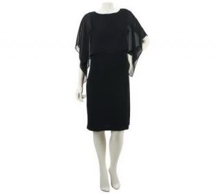 George Simonton Knit Dress with Sheer Shoulder Capelet   A218433