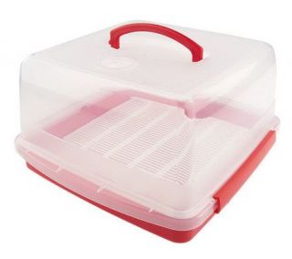 Lock & Lock Double Layer Cake Container with Red Trim —