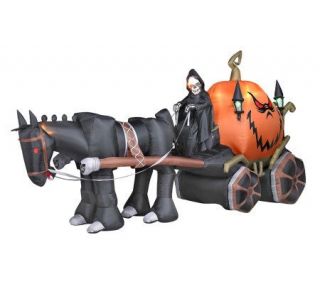 Airblown Pumpkin Carriage with Grim Reaper Orange with Sound