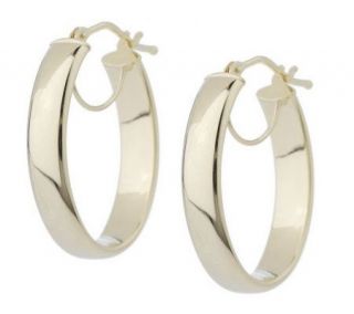 Bold Oval Polished Hoop Earrings 14K Gold —