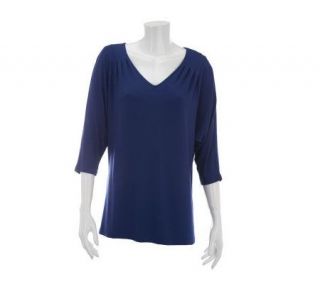 Isaac Mizrahi Live Knit V Neck Dolman Sleeve Top —