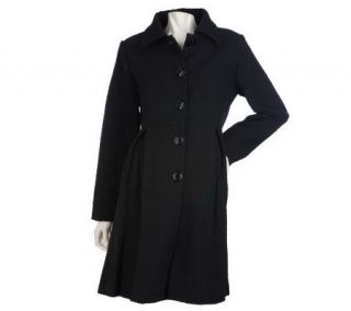 DASH by Kardashian Button Front Coat with Pleated Skirt —