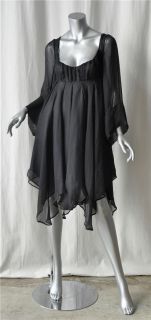 Costume National Black Silk Handkerchief Hem Dress 42