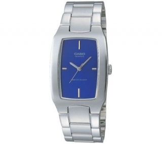 Casio Mens Silvertone Blue Dial Analog Bracelet Watch   J106945
