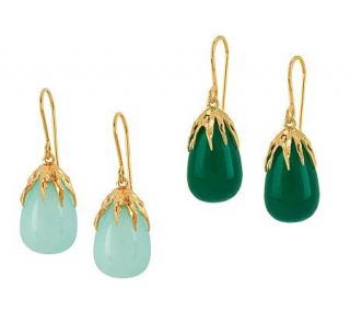 Adi Paz Chalcedony Teardrop Dangle Earrings 14K Gold 